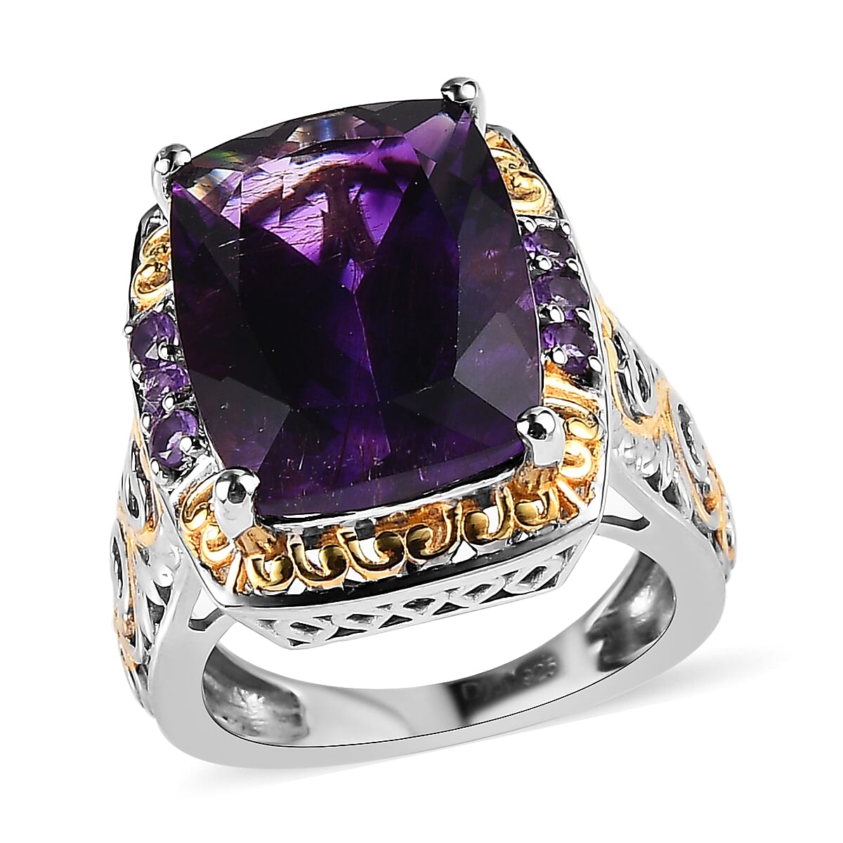 Premium Moroccan Amethyst and Lusaka Amethyst Ring in Vermeil YG and Platinum Over Sterling Silver 10.90 ctw (Del. in 5-7 Days) image number 0