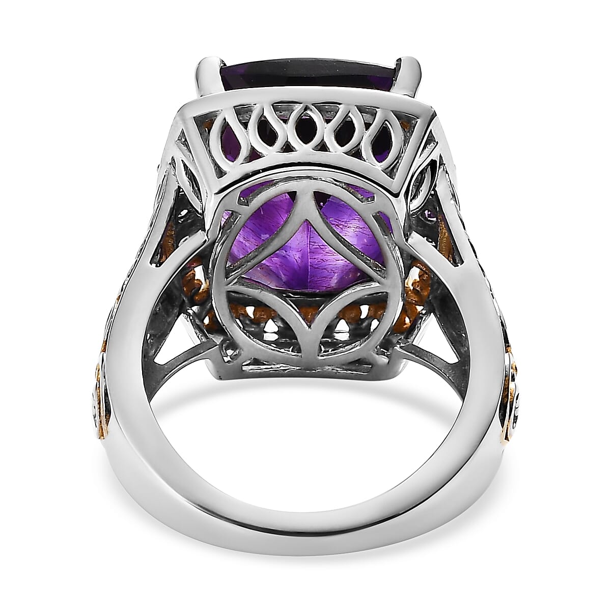 Premium Moroccan Amethyst and Lusaka Amethyst Ring in Vermeil YG and Platinum Over Sterling Silver 10.90 ctw (Del. in 5-7 Days) image number 4