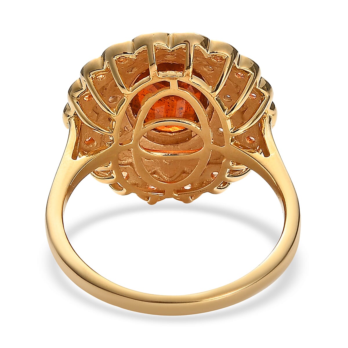D'Joy Tangerine Kyanite and Multi Gemstone Double Halo Ring in Vermeil Yellow Gold Over Sterling Silver (Size 6.0) 5.25 ctw image number 4