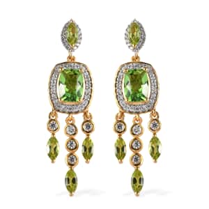 Chartreuse Quartz (Triplet) and Multi Gemstone Dangling Earrings in Vermeil Yellow Gold Over Sterling Silver 6.40 ctw