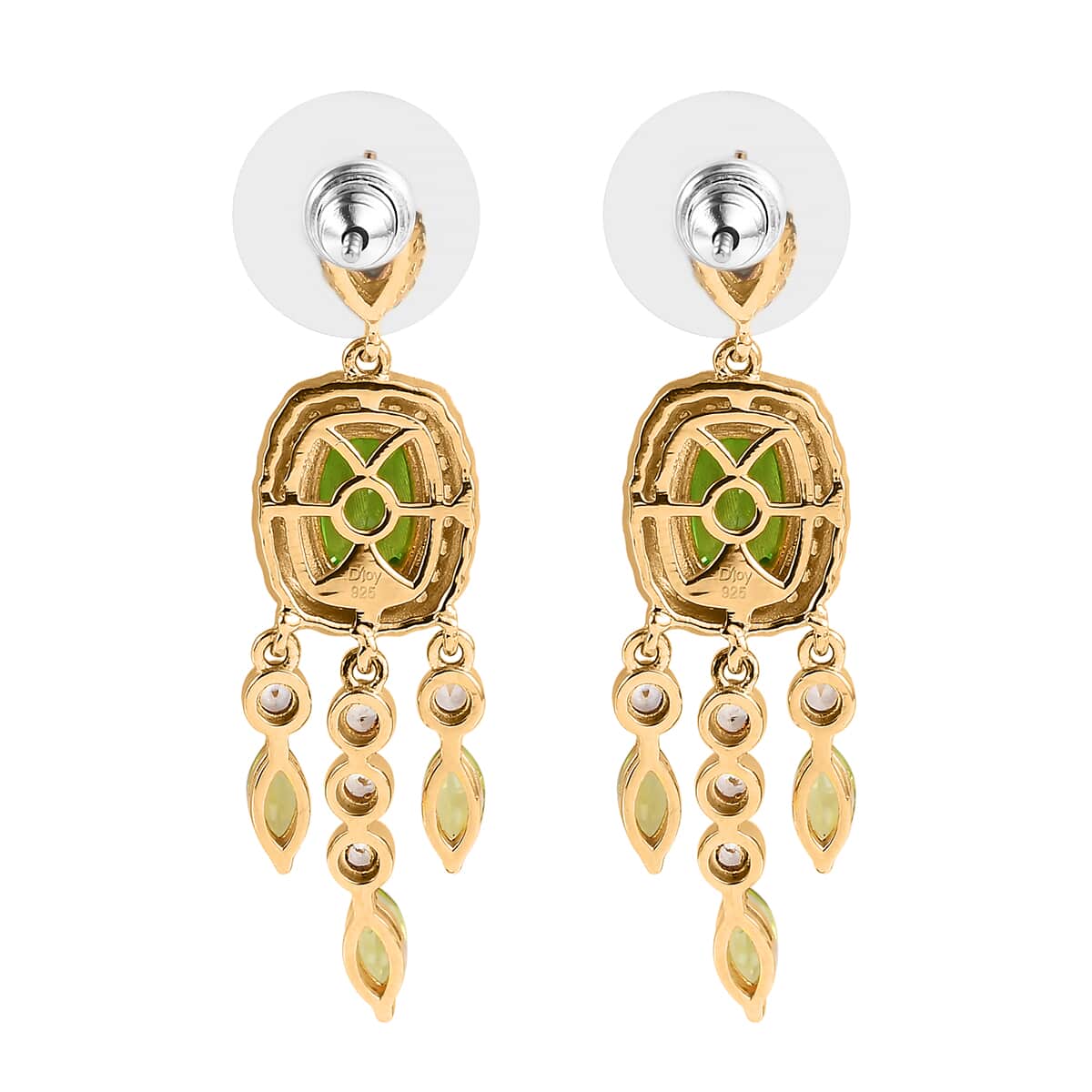 Chartreuse Quartz (Triplet) and Multi Gemstone Dangling Earrings in Vermeil Yellow Gold Over Sterling Silver 6.40 ctw image number 3