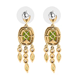 Chartreuse Quartz (Triplet) and Multi Gemstone Dangling Earrings in Vermeil Yellow Gold Over Sterling Silver 6.40 ctw