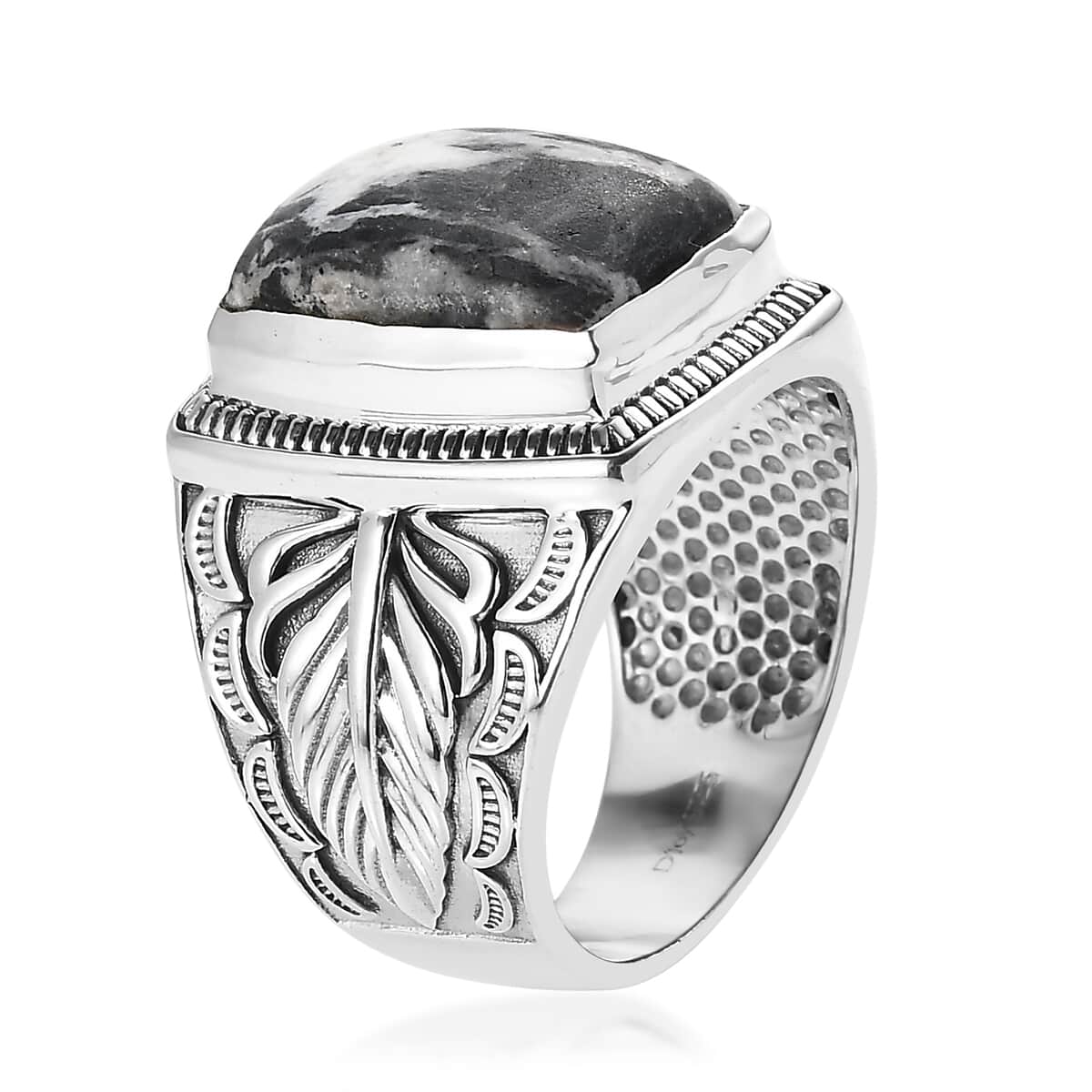 Artisan Crafted White Buffalo Men's Ring in Sterling Silver 11.75 ctw image number 3