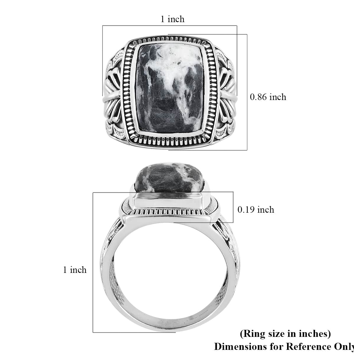 Artisan Crafted White Buffalo Men's Ring in Sterling Silver 11.75 ctw image number 5