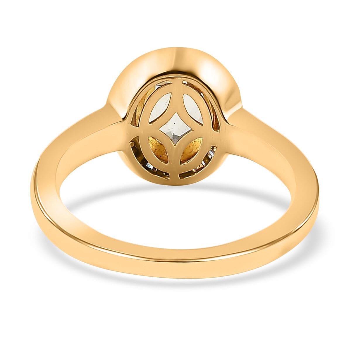 Yellow Triphane and White Diamond 1.75 ctw Ring in 18K Vermeil Yellow Gold Over Sterling Silver (Size 10.0)