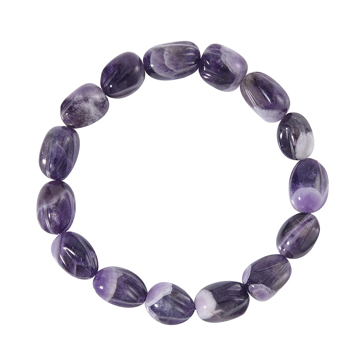 Bi-Color Amethyst Carved Beaded 142 ctw Stretch Bracelet  image number 0