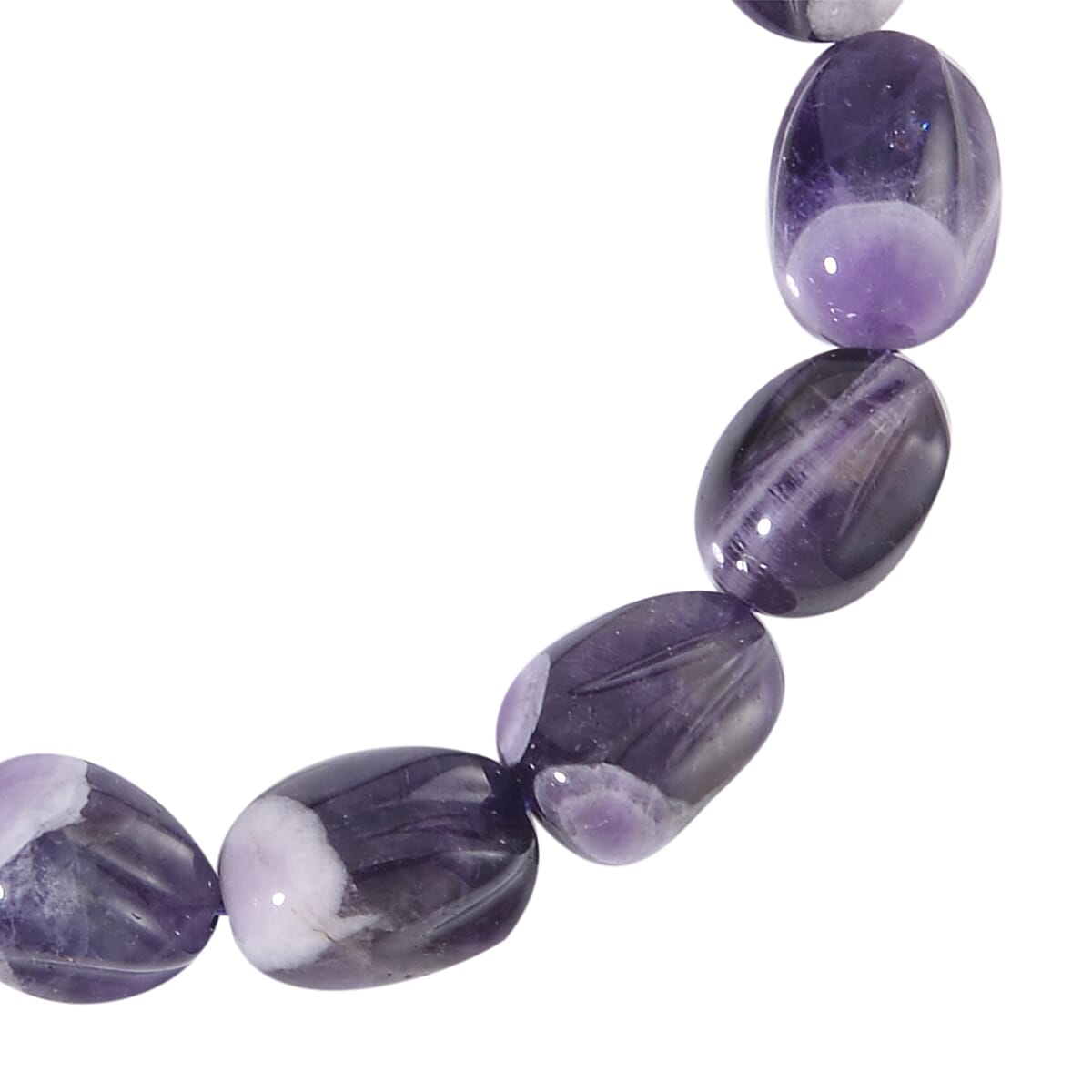 Bi-Color Amethyst Carved Beaded 142 ctw Stretch Bracelet  image number 3
