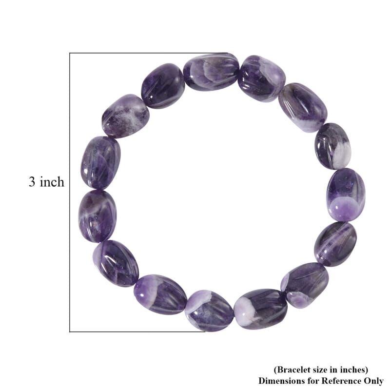 Bi-Color Amethyst Carved Beaded 142 ctw Stretch Bracelet 