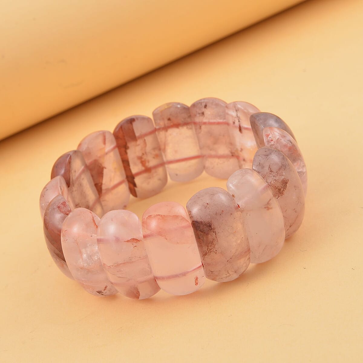 Multi Color Frozen Quartz Block Stretch Bracelet 393.50 ctw image number 1