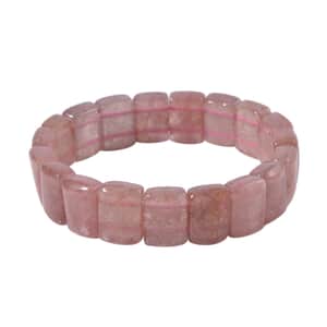 Strawberry Quartz Block Stretch Bracelet 175.00 ctw