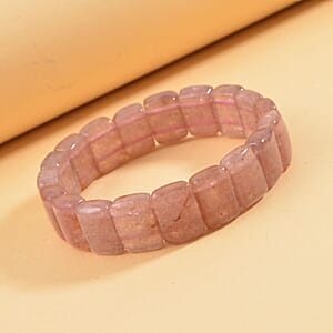 Strawberry Quartz Block Stretch Bracelet 175.00 ctw