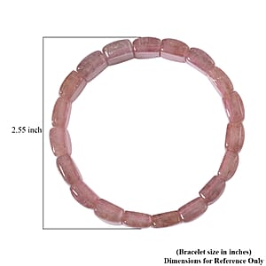 Strawberry Quartz Block Stretch Bracelet 175.00 ctw