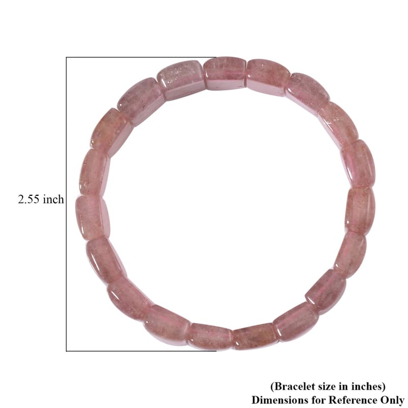 Strawberry Quartz Block Stretch Bracelet 175.00 ctw