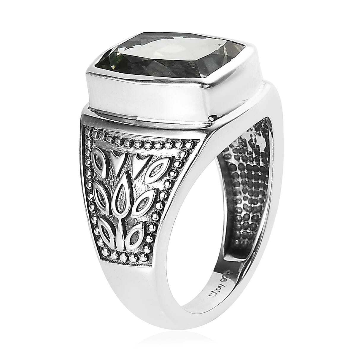Artisan Crafted Montezuma Prasiolite Solitaire Men's Ring in Sterling Silver (Size 10.0) 6.50 ctw image number 3