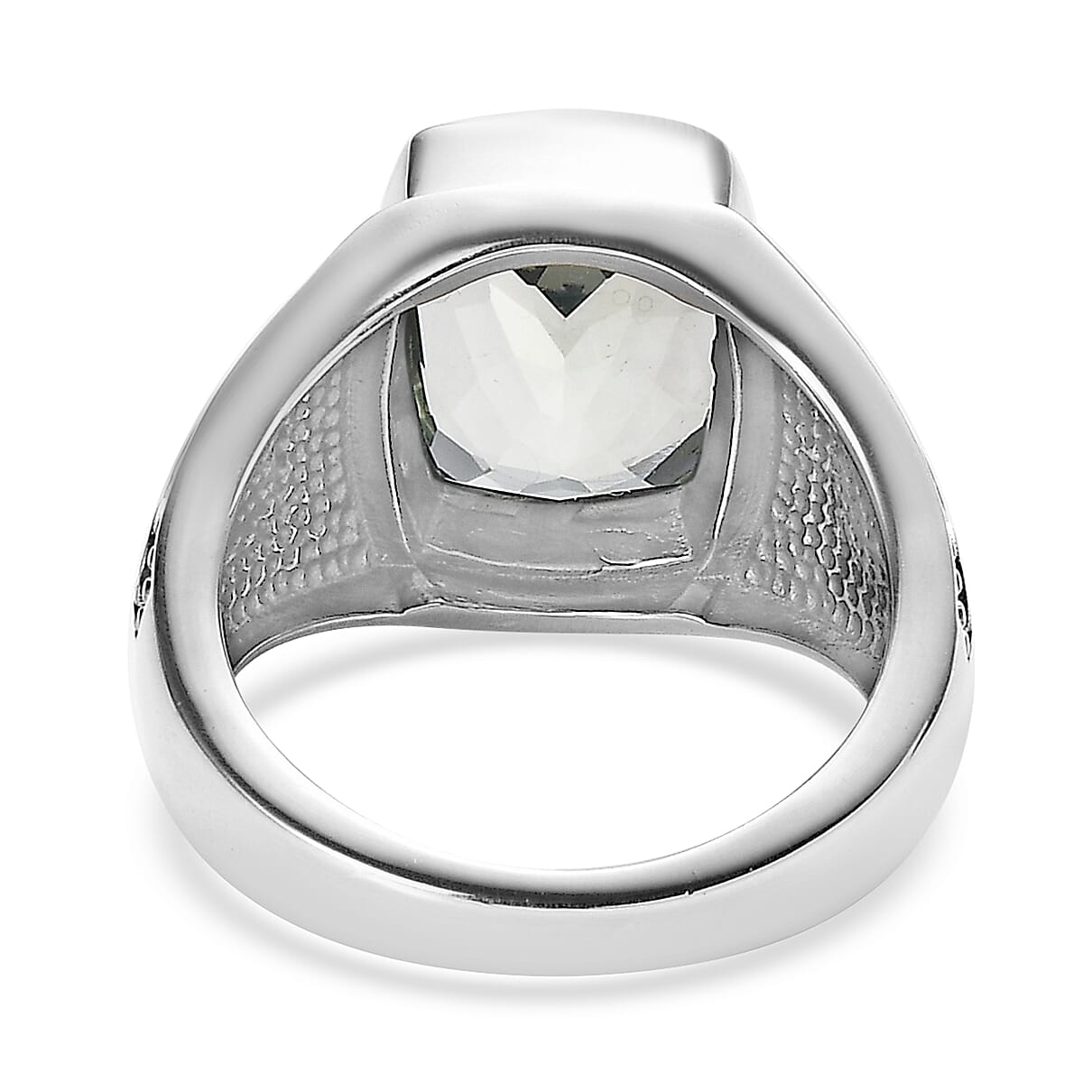 Artisan Crafted Montezuma Prasiolite Solitaire Men's Ring in Sterling Silver (Size 10.0) 6.50 ctw image number 4