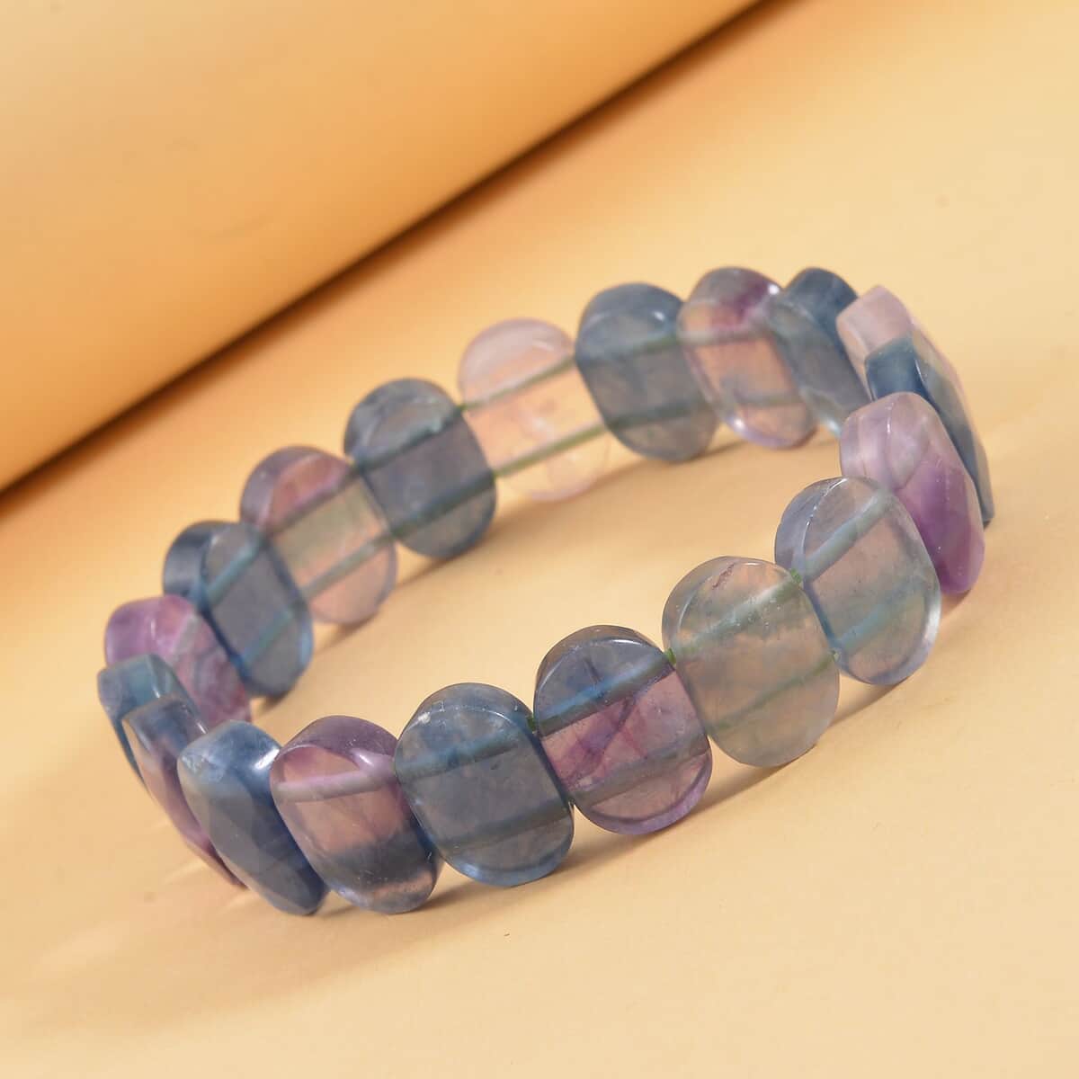 Multi Fluorite Stretch Block Bracelet 145.50 ctw image number 1