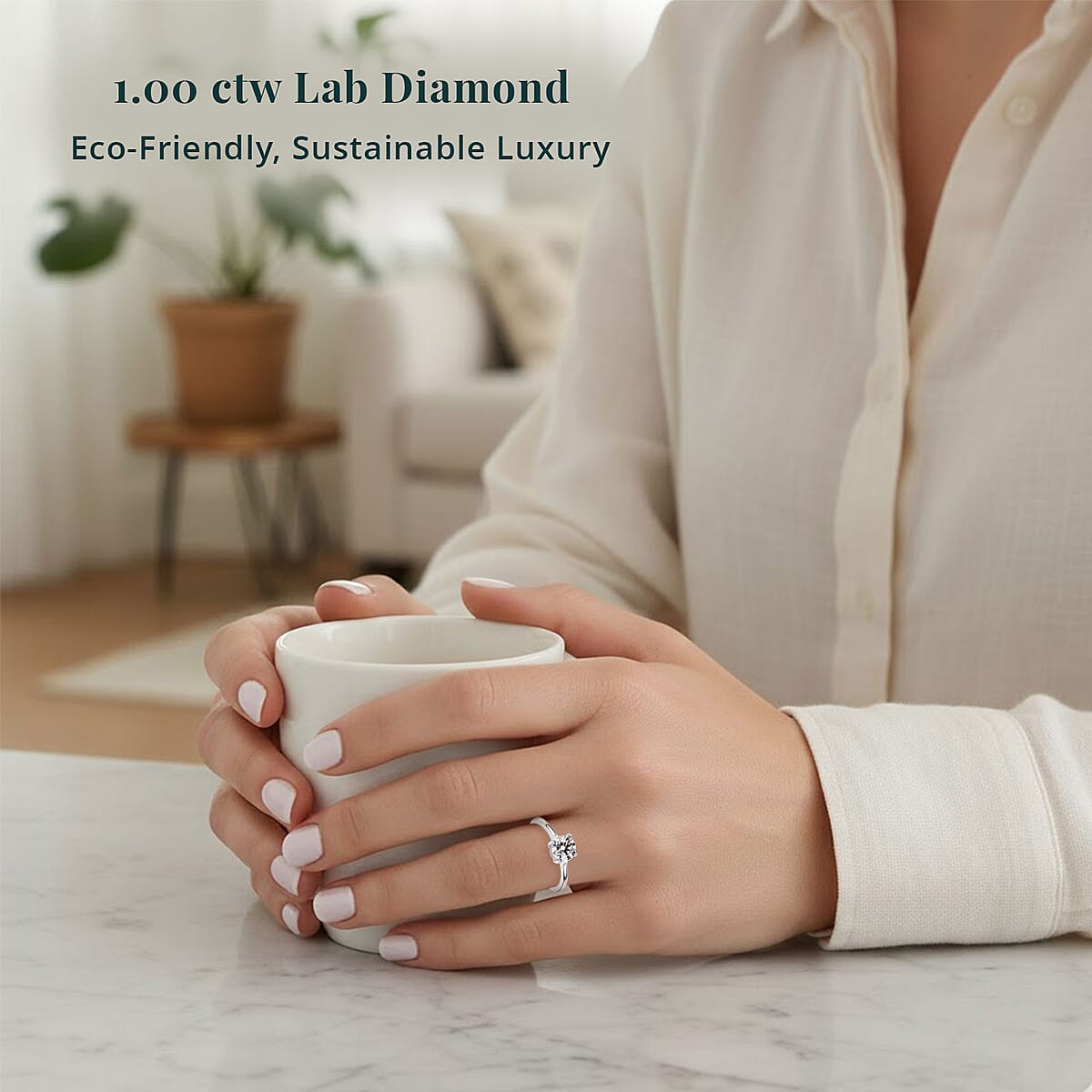 950 Platinum Luxuriant Lab Grown Diamond E-F VS Solitaire Ring (Size 6.0) 4.60 Grams 1.00 ctw image number 1