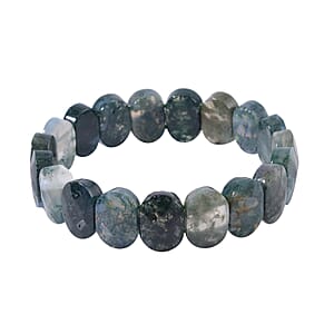 Moss Agate Stretch Block Bracelet 145.50 ctw