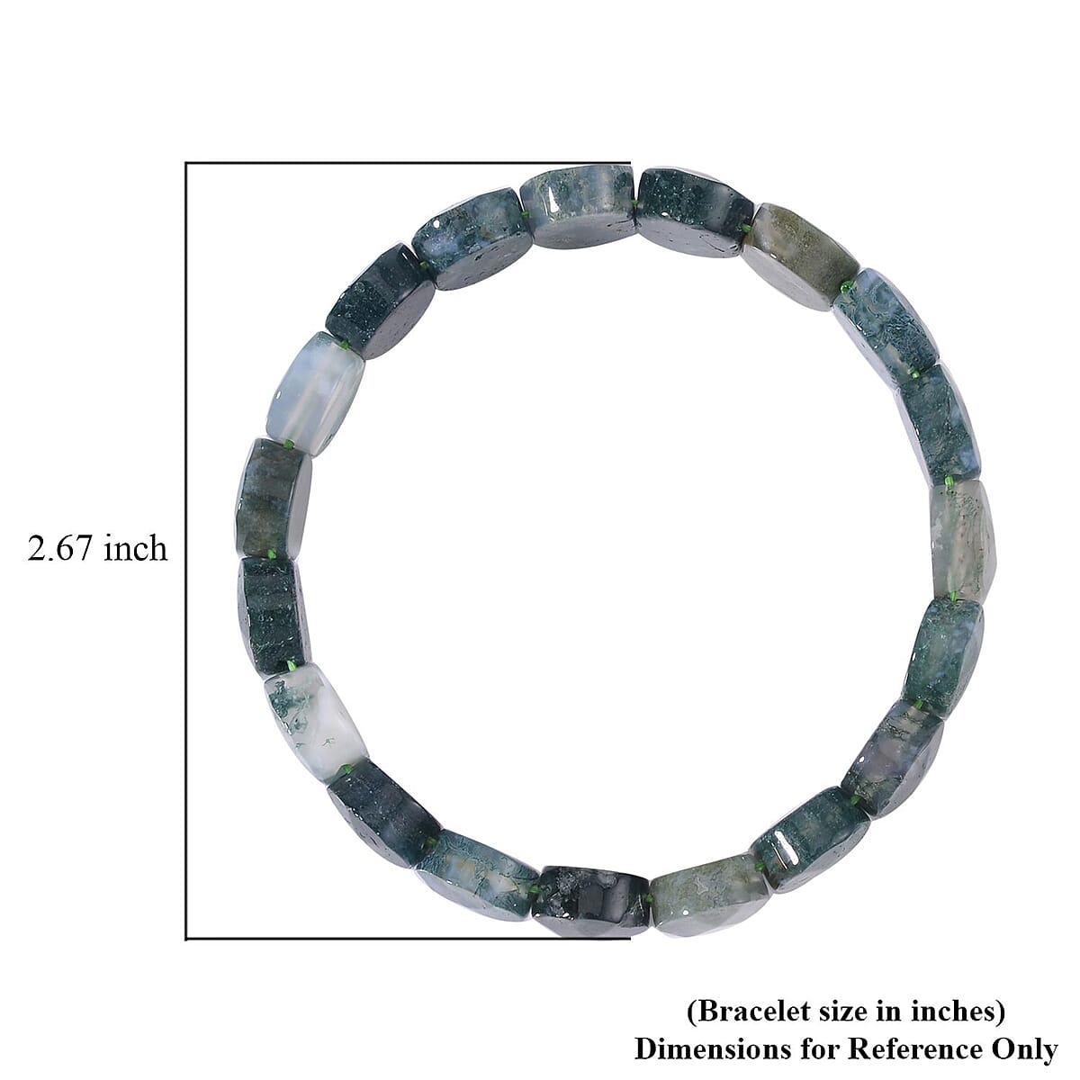 Moss Agate Stretch Block Bracelet 145.50 ctw image number 3
