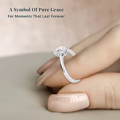 950 Platinum Luxuriant Lab Grown Diamond E-F VS Solitaire Ring (Size 9.0) 1.00 ctw