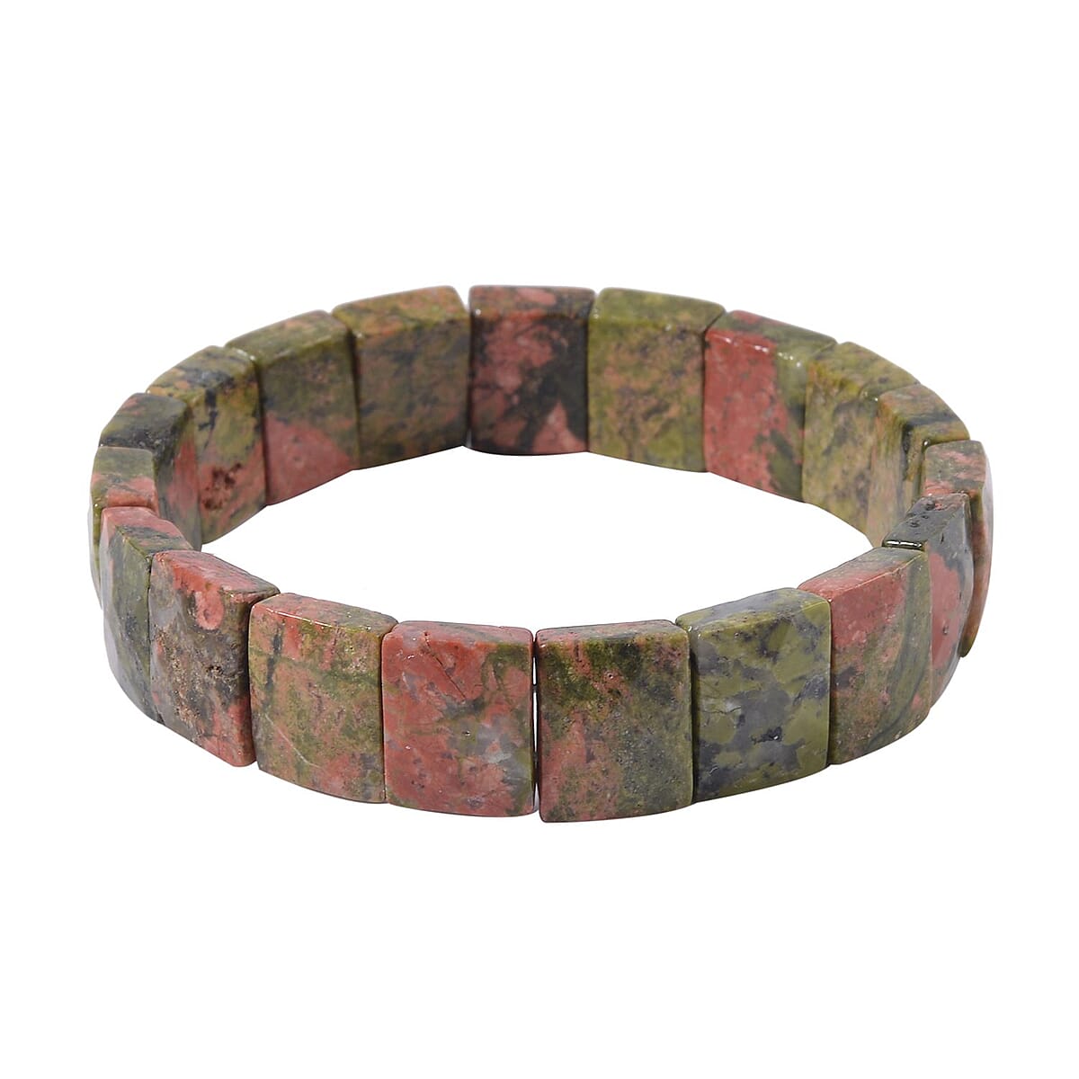 Unakite Stretch Block Bracelet 145.50 ctw image number 0