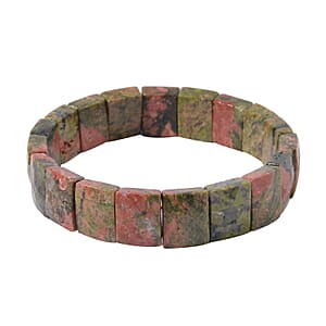 Unakite Stretch Block Bracelet 145.50 ctw