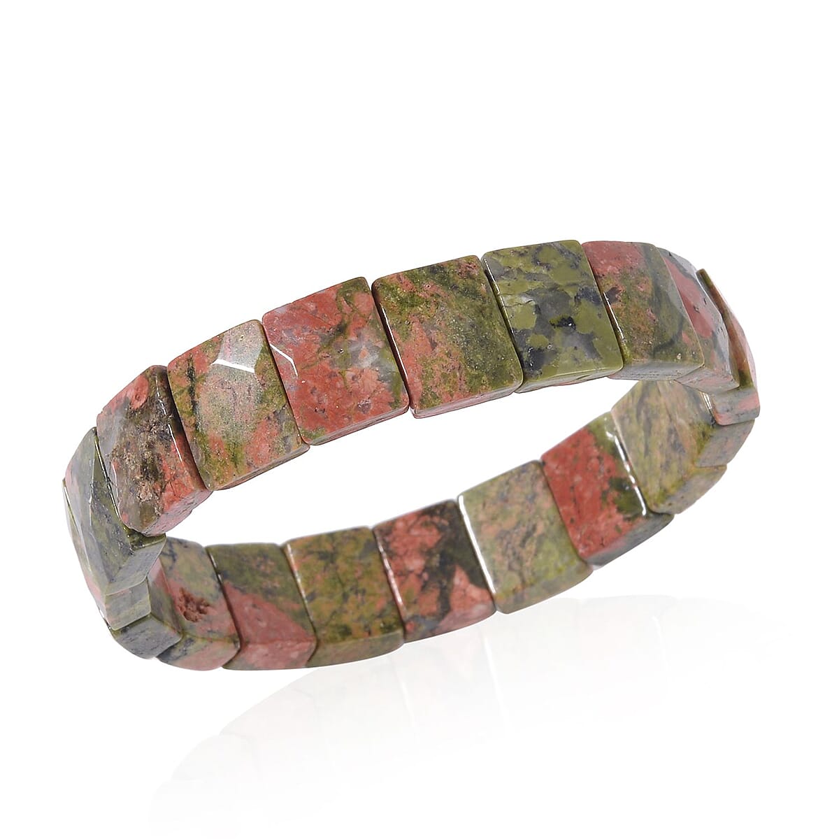 Unakite Stretch Block Bracelet 145.50 ctw image number 2