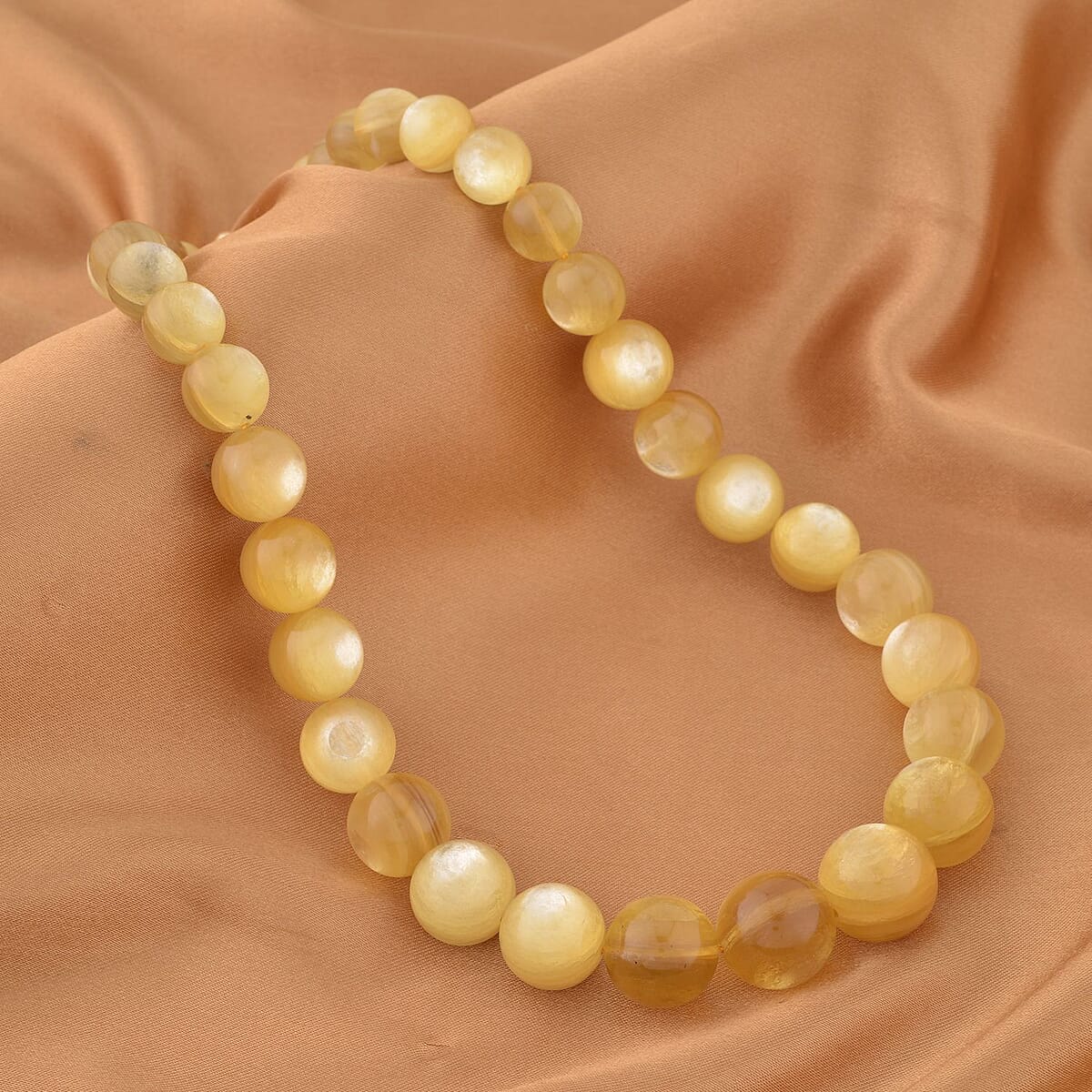  Brazilian Golden Lepidolite Beaded Necklace, 14K Yellow Gold Magnetic Lock Necklace, 20 Inch Necklace, Beads Jewelry  682.50 ctw image number 1