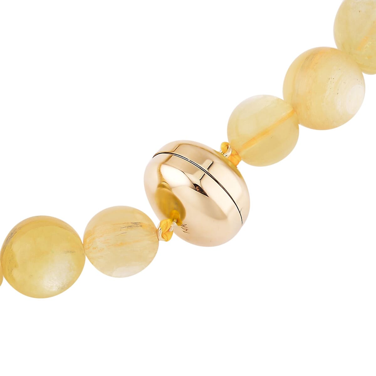  Brazilian Golden Lepidolite Beaded Necklace, 14K Yellow Gold Magnetic Lock Necklace, 20 Inch Necklace, Beads Jewelry  682.50 ctw image number 3