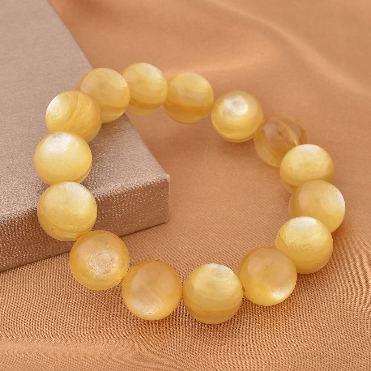 Brazilian Golden Lepidolite Beaded Stretch Bracelet 315.00 ctw image number 1