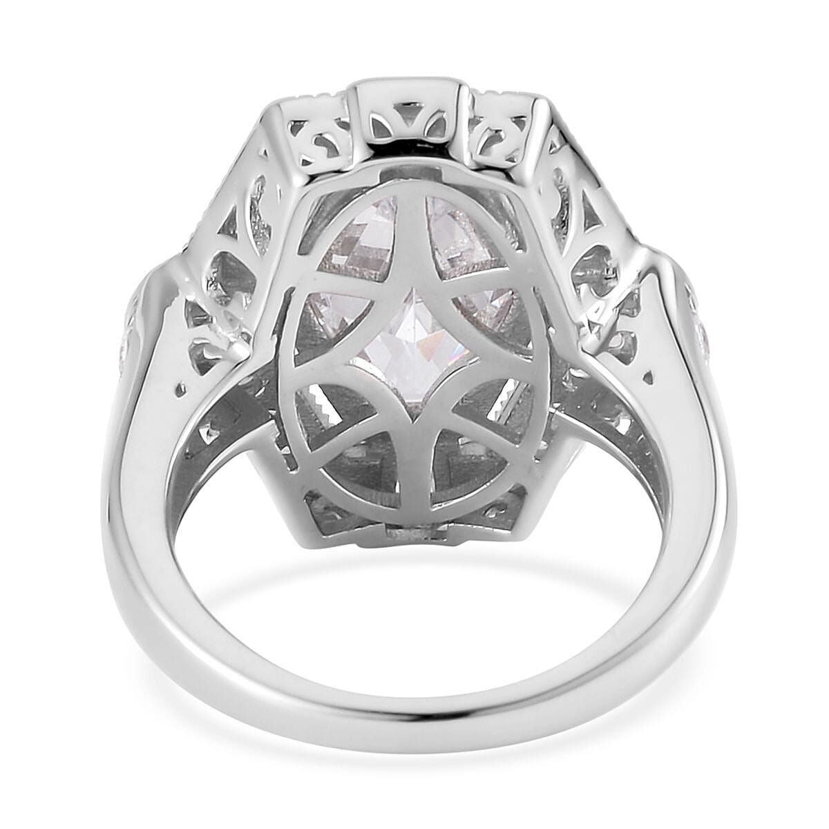Lustro Stella Finest CZ Ring in Platinum Over Sterling Silver (Size 10.0) 5.40 ctw image number 4