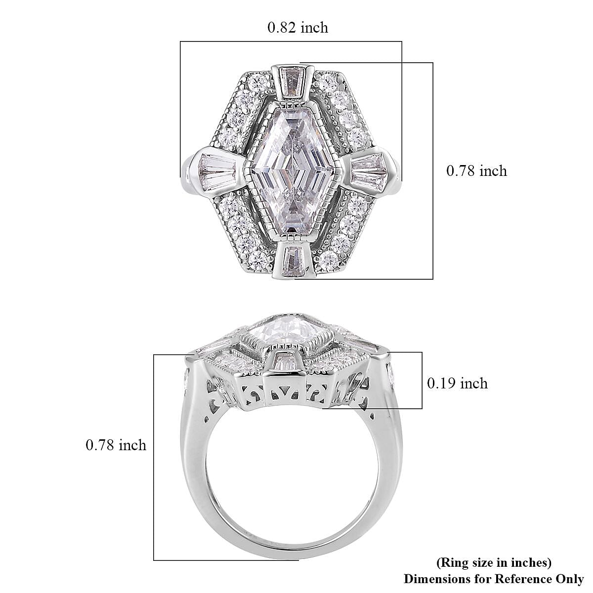 Lustro Stella Finest CZ Ring in Platinum Over Sterling Silver (Size 10.0) 5.40 ctw image number 5