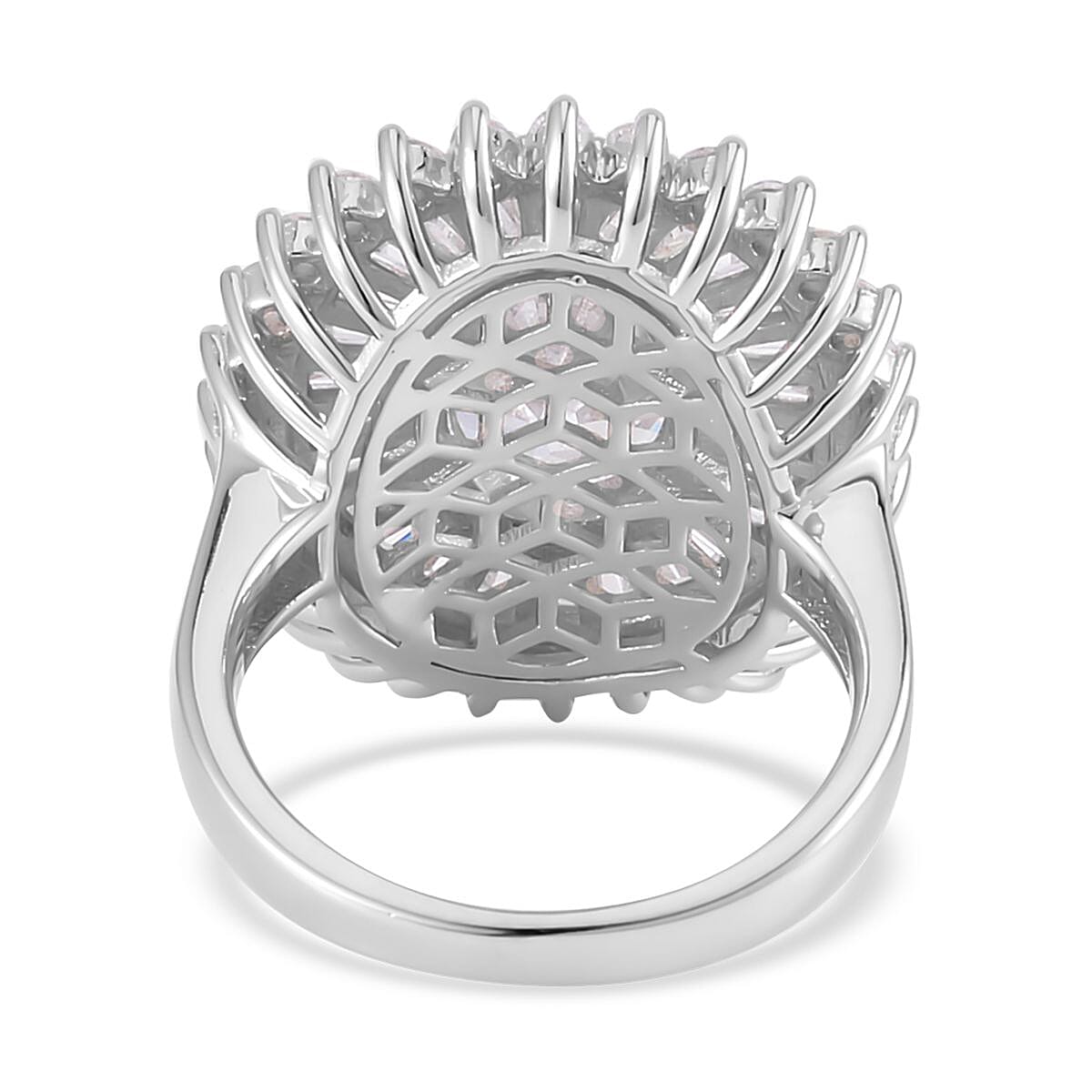 Lustro Stella Finest CZ Double Halo Ring in Platinum Over Sterling Silver (Size 10.0) 14.10 ctw
