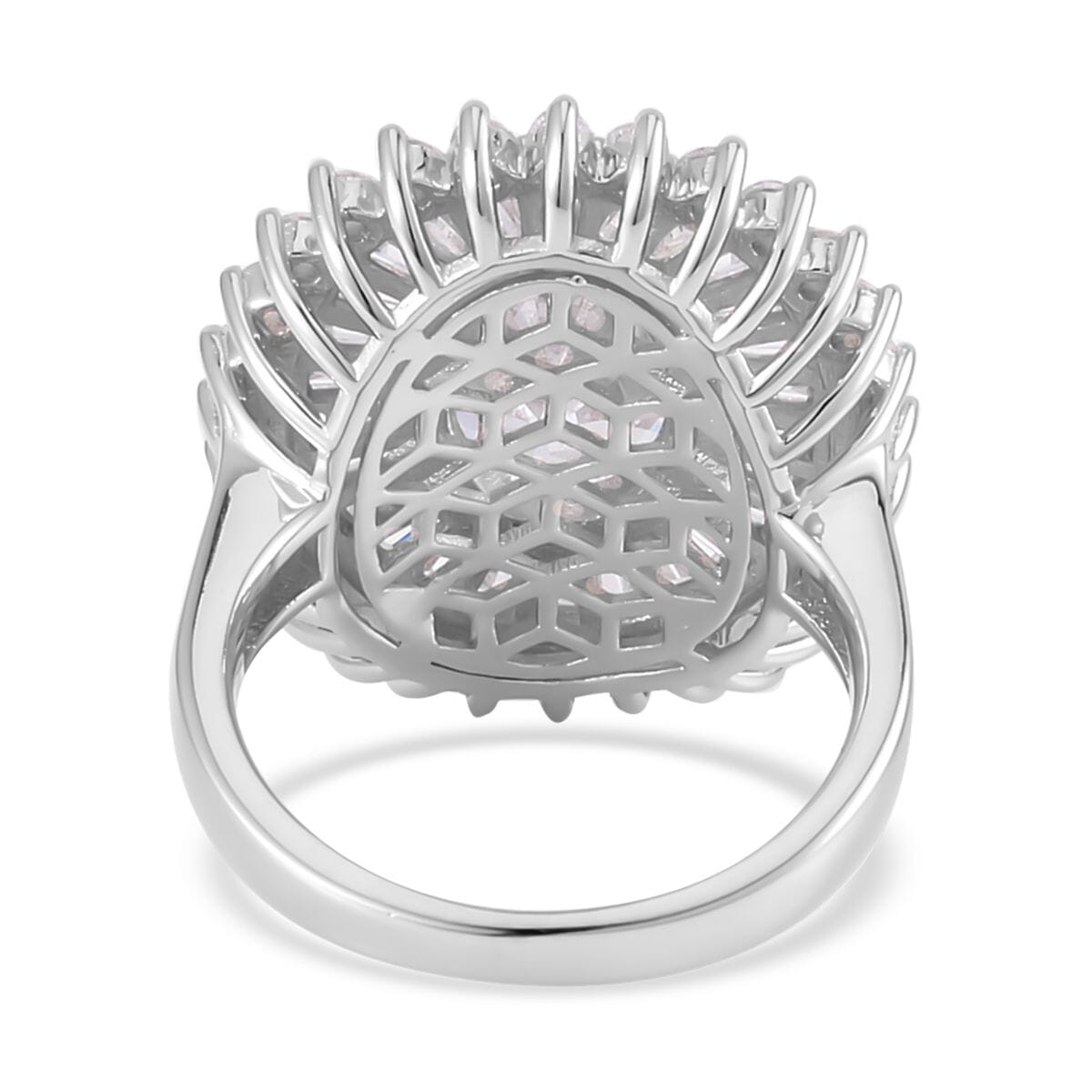 Lustro Stella Finest CZ Double Halo Ring in Platinum Over Sterling Silver (Size 7.0) 14.00 ctw image number 4