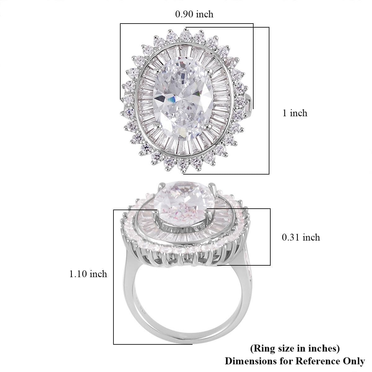 Lustro Stella Finest CZ Double Halo Ring in Platinum Over Sterling Silver (Size 7.0) 14.00 ctw image number 5
