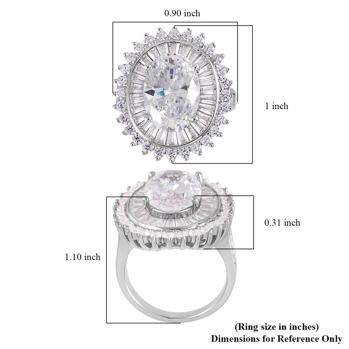 Lustro Stella Finest CZ Double Halo Ring in Platinum Over Sterling Silver (Size 7.0) 14.10 ctw image number 5