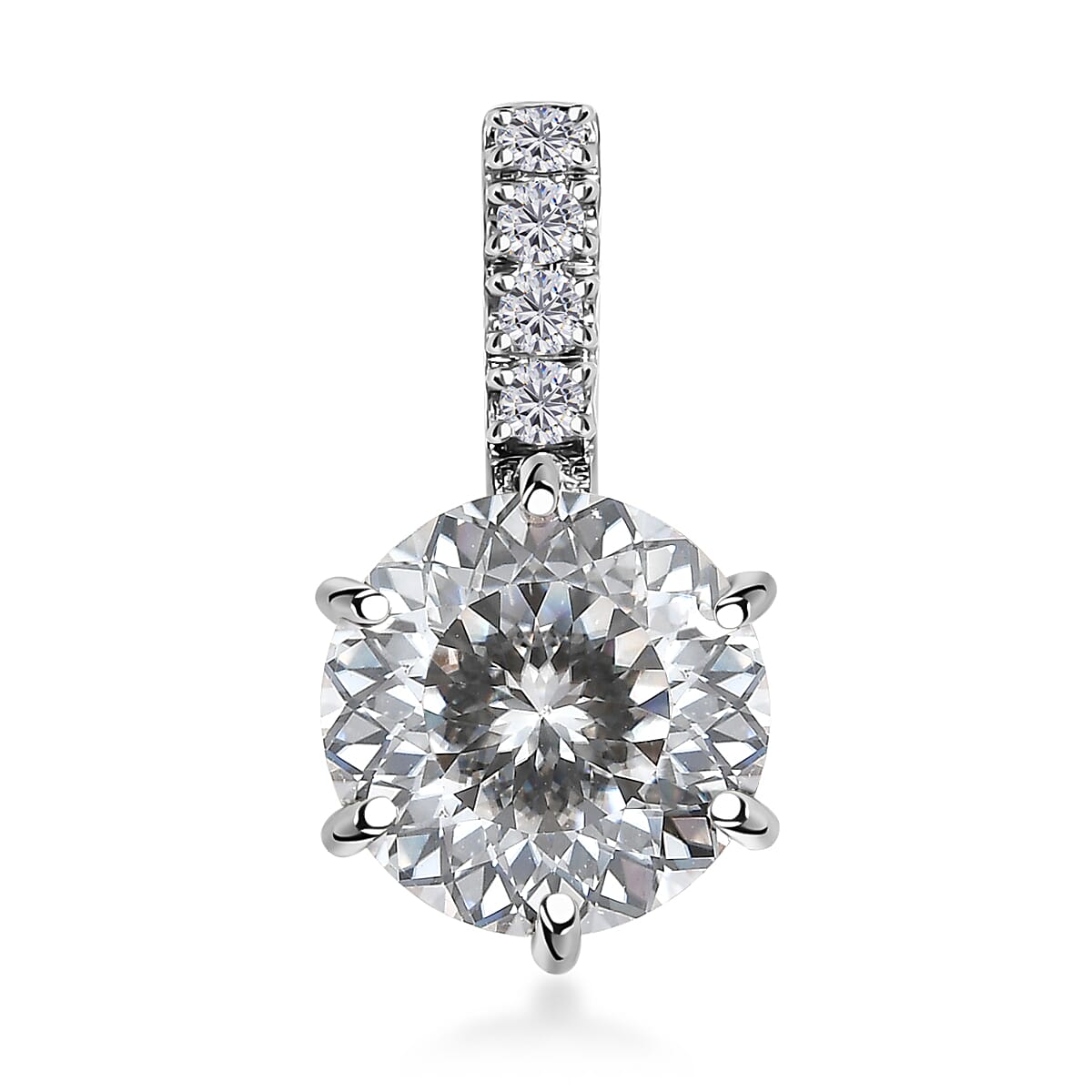 Luxoro 10K White Gold 120 Facet Moissanite Pendant 2.25 ctw