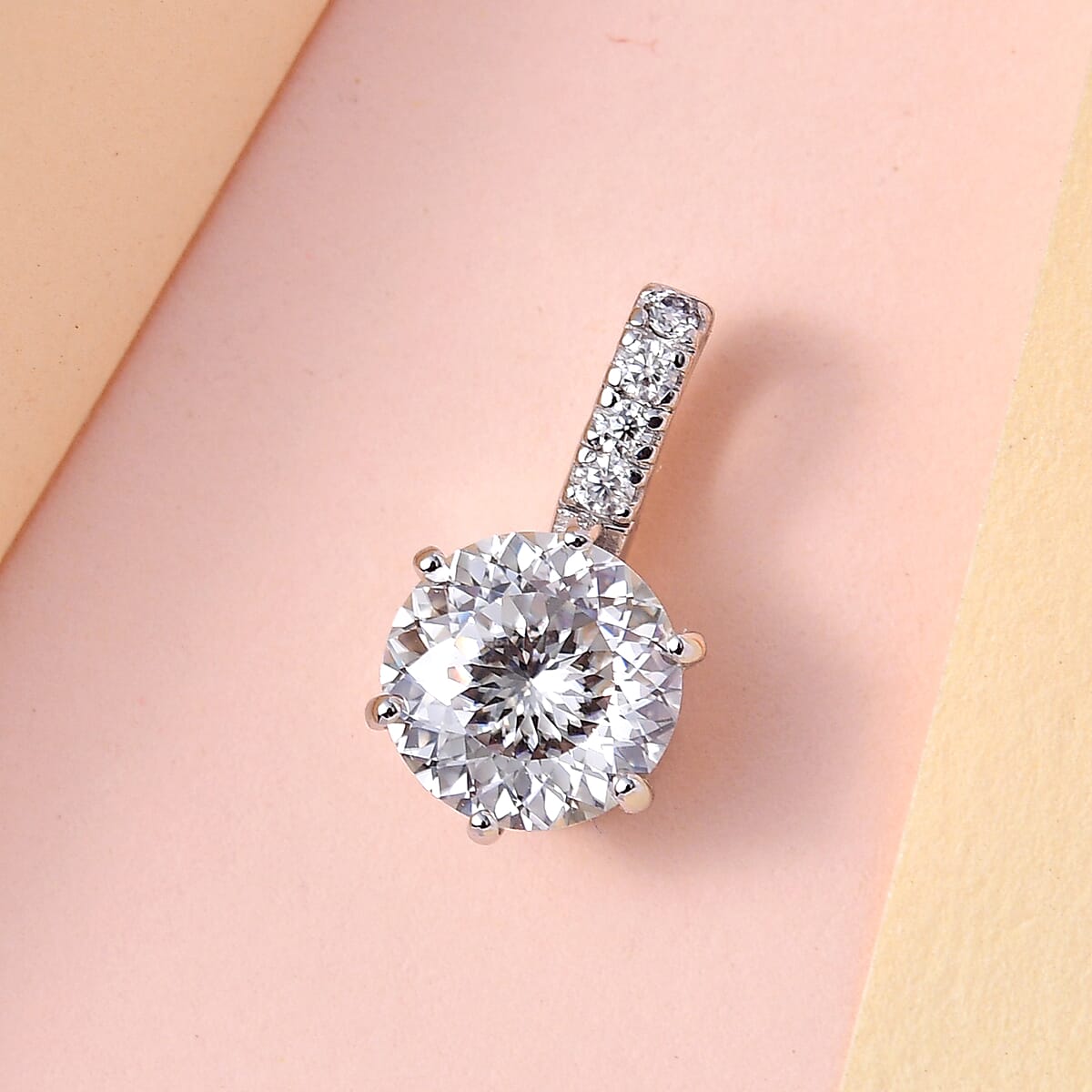 Luxoro 10K White Gold 120 Facet Moissanite Pendant 2.25 ctw image number 1