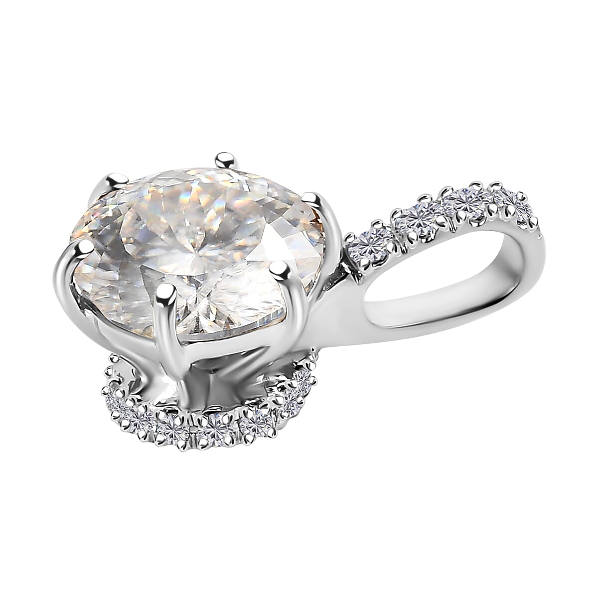 Luxoro 10K White Gold 120 Facet Moissanite Pendant 2.25 ctw image number 3