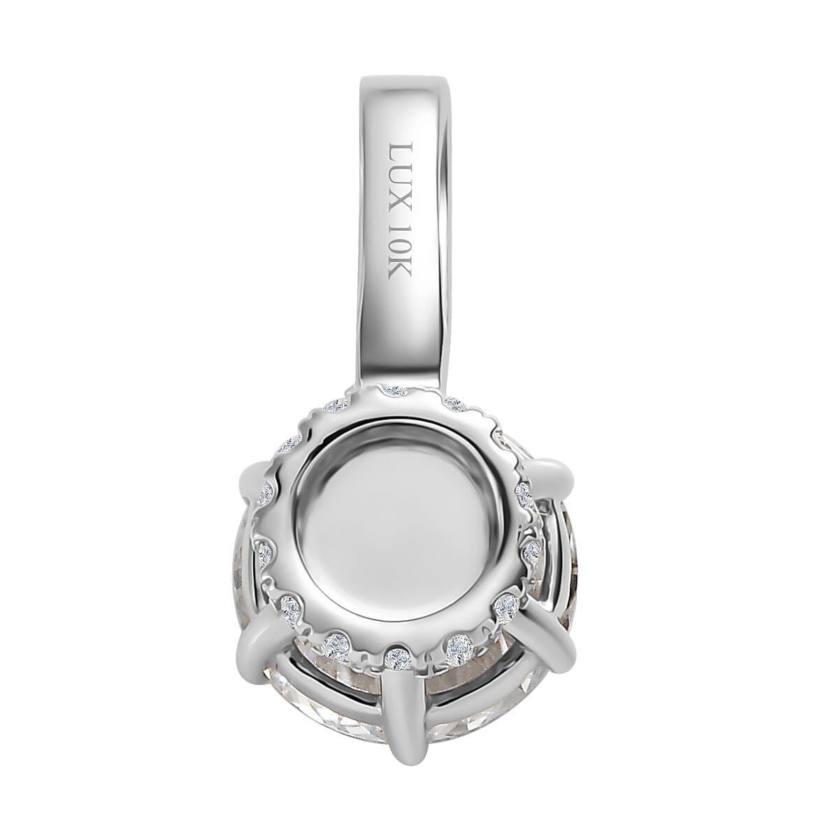 Luxoro 10K White Gold 120 Facet Moissanite Pendant 2.25 ctw image number 4