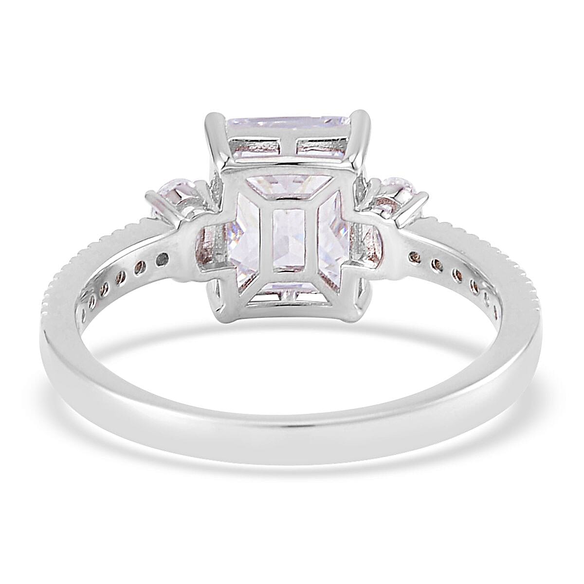 Lustro Stella Finest CZ Ring in Platinum Over Sterling Silver (Size 7.0) 6.30 ctw image number 4