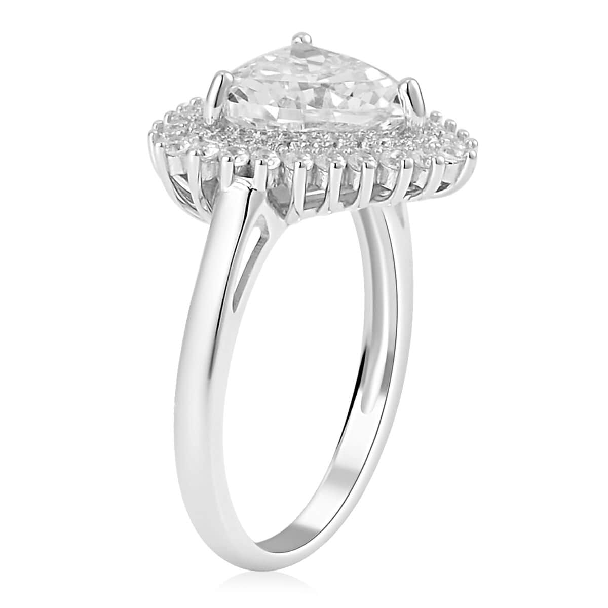Lustro Stella Finest CZ Halo Ring in Platinum Over Sterling Silver (Size 10.0) 3.20 ctw image number 3