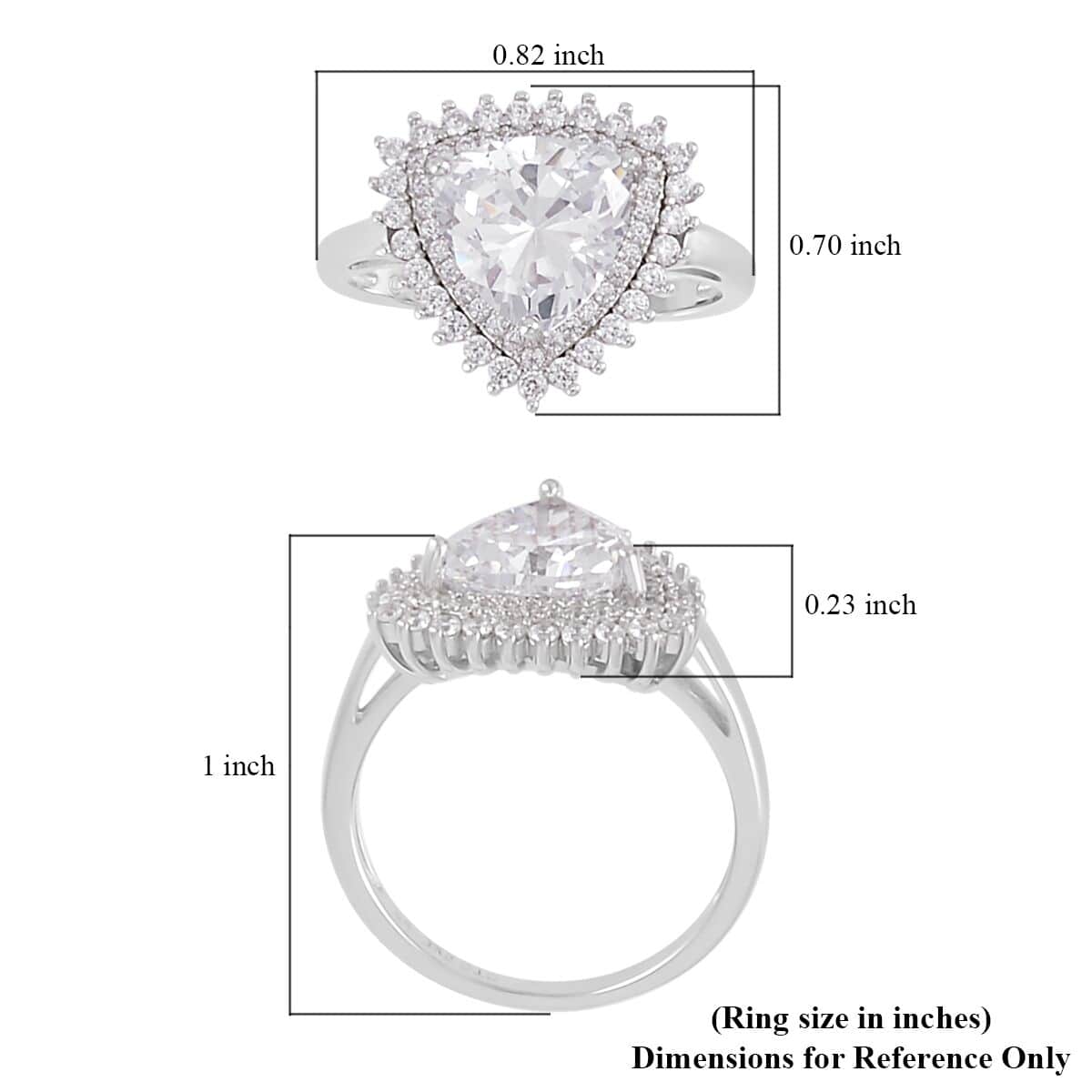 Lustro Stella Finest CZ Halo Ring in Platinum Over Sterling Silver (Size 10.0) 3.20 ctw image number 5