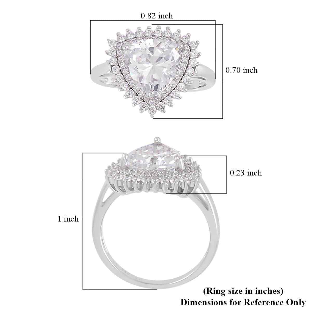 Lustro Stella Finest CZ Double Halo Ring in Platinum Over Sterling Silver (Size 6.0) 5.35 ctw image number 5