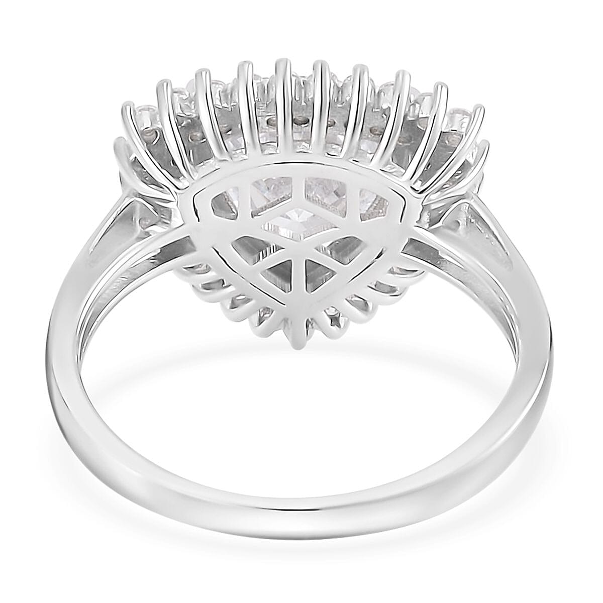 Lustro Stella Finest CZ Double Halo Ring in Platinum Over Sterling Silver (Size 9.0) 5.35 ctw image number 4