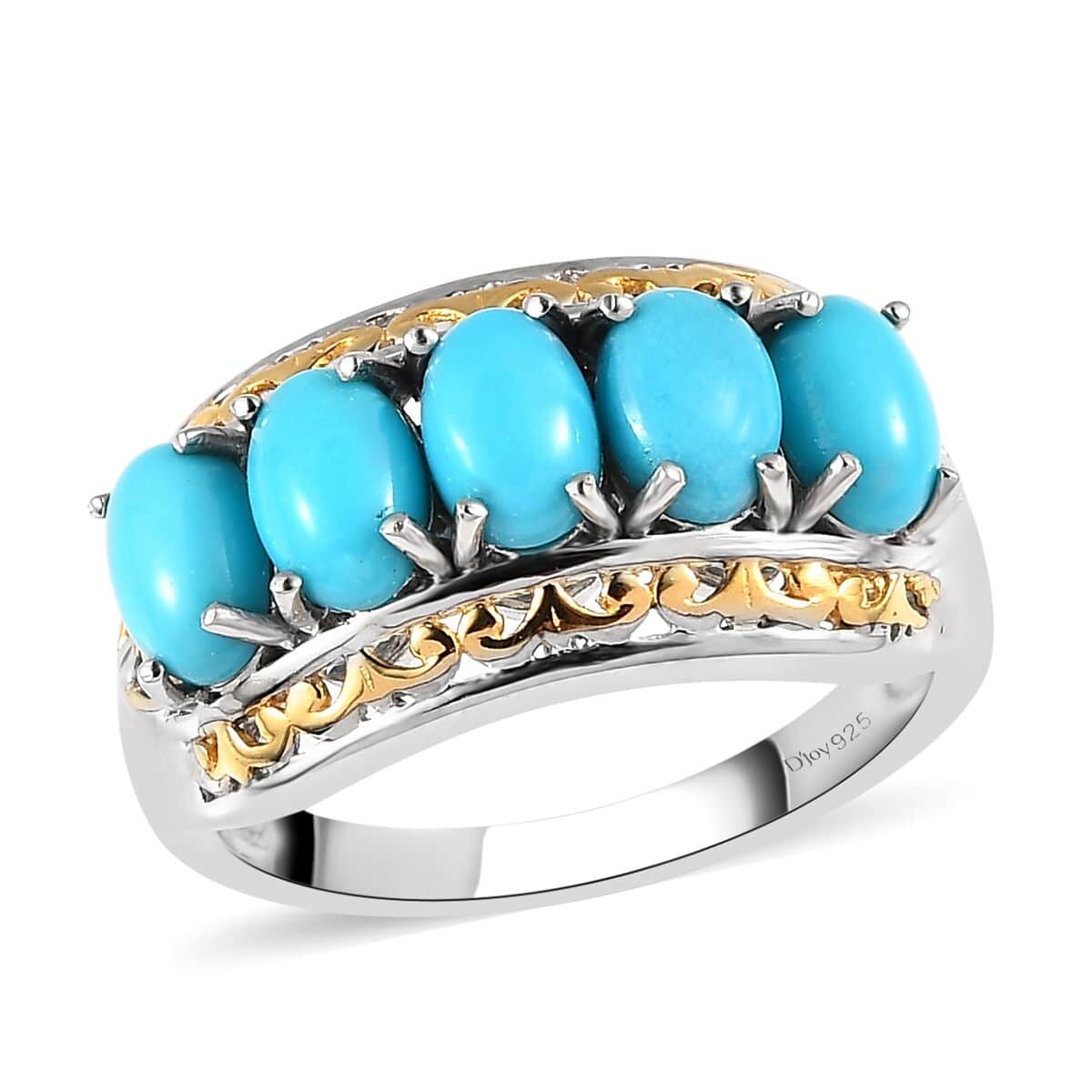 Premium Sleeping Beauty Turquoise Ring in Vermeil YG and Platinum Over Sterling Silver 2.20 ctw image number 0