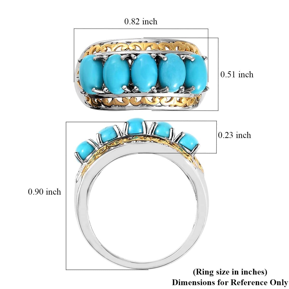 Premium Sleeping Beauty Turquoise Ring in Vermeil YG and Platinum Over Sterling Silver 2.20 ctw image number 5