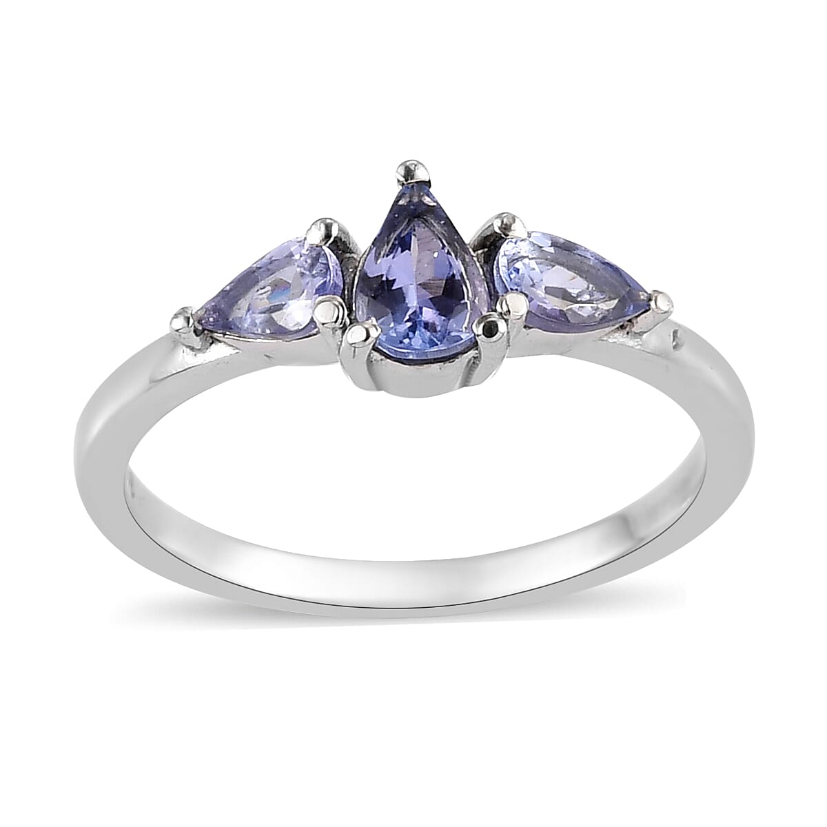 Tanzanite 3 Stone Ring in Stainless Steel (Size 10.0) 0.75 ctw | Tarnish-Free, Waterproof, Sweat Proof Jewelry