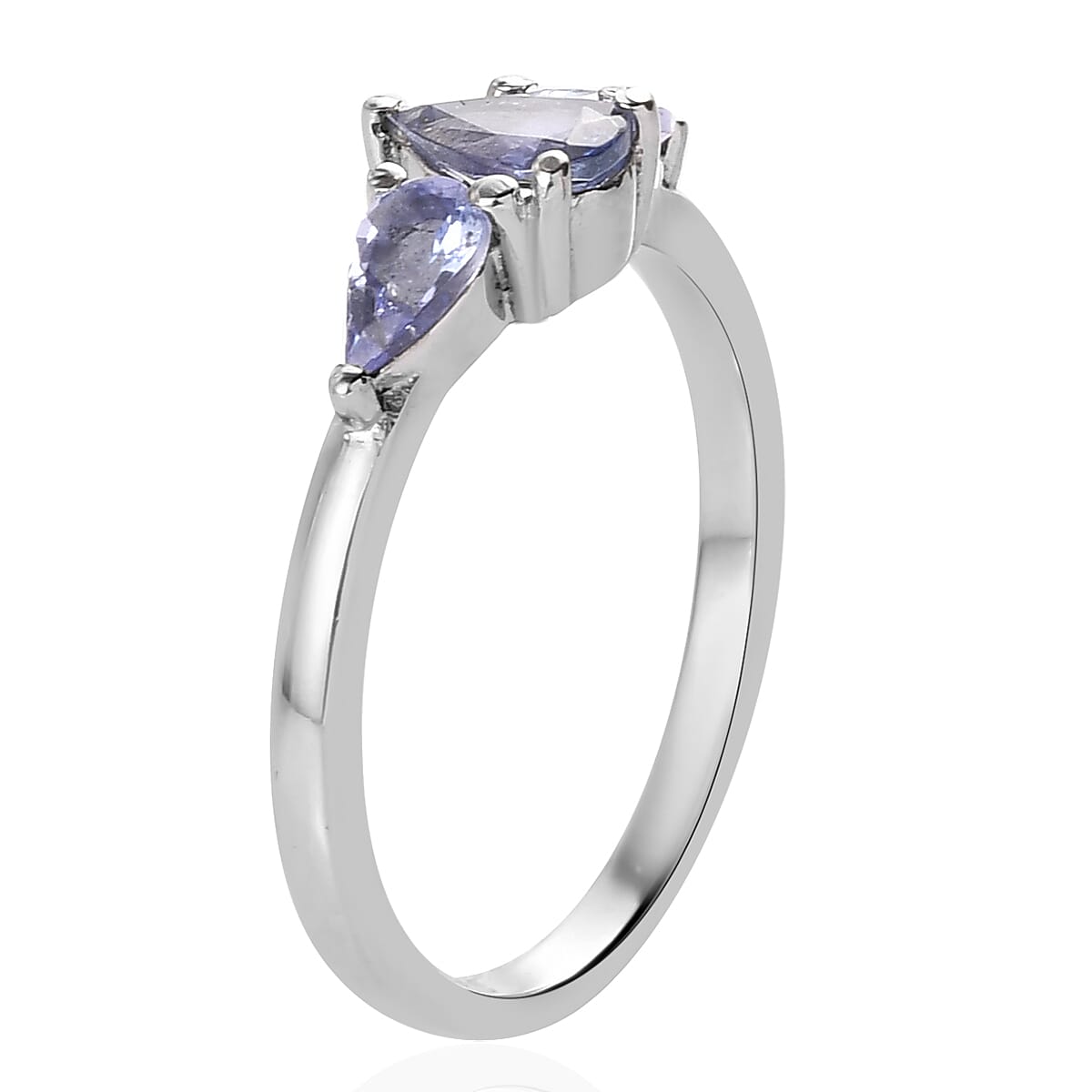 Tanzanite 3 Stone Ring in Stainless Steel (Size 10.0) 0.75 ctw | Tarnish-Free, Waterproof, Sweat Proof Jewelry