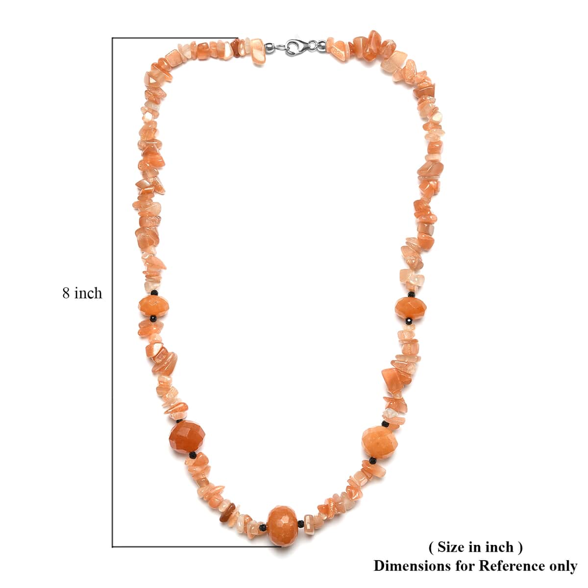 Peach Agate and Thai Black Spinel Station Necklace 20 Inches in Sterling Silver 245.00 ctw image number 5